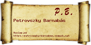 Petrovszky Barnabás névjegykártya