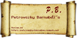 Petrovszky Barnabás névjegykártya