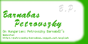 barnabas petrovszky business card